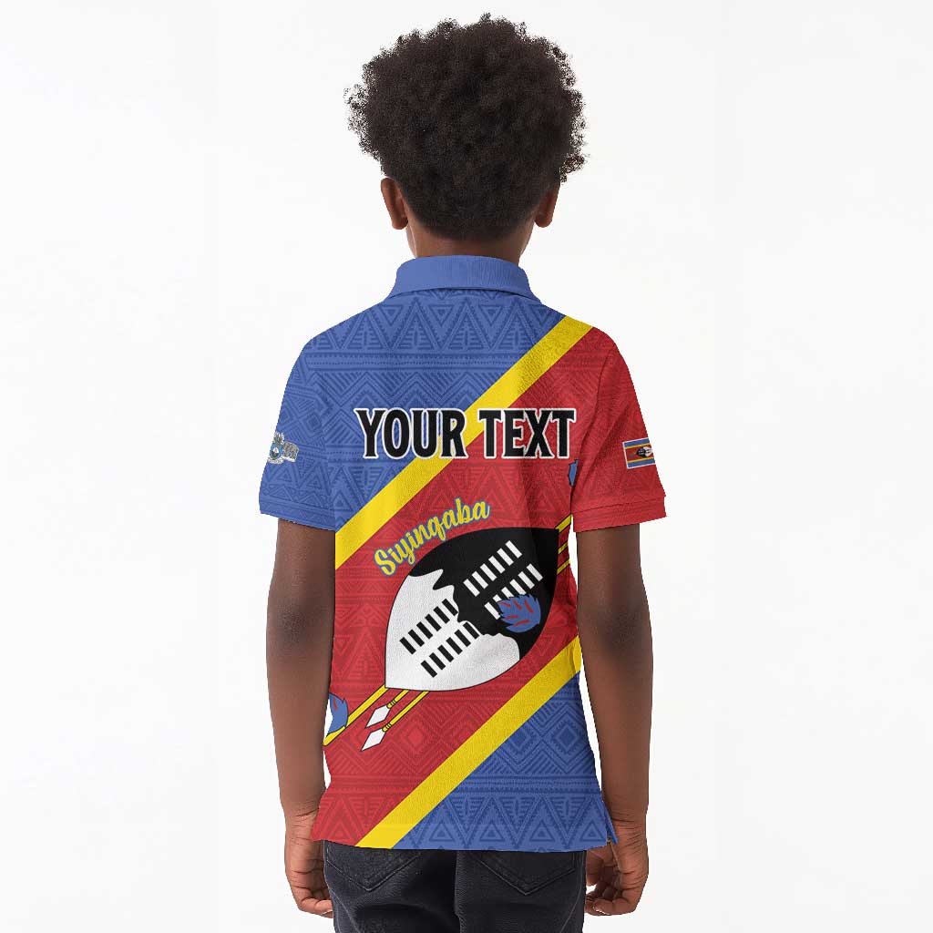Personalized Happy Swaziland National Flag Day Kid Polo Shirt Nguni Shield Flag Style - African Pattern