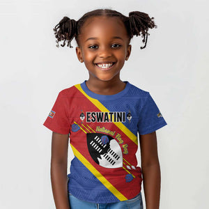 Personalized Happy Swaziland National Flag Day Kid T shirt Nguni Shield Flag Style - African Pattern