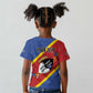 Personalized Happy Swaziland National Flag Day Kid T shirt Nguni Shield Flag Style - African Pattern