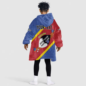 Personalized Happy Swaziland National Flag Day Kid Wearable Blanket Hoodie Nguni Shield Flag Style - African Pattern