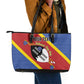 Personalized Happy Swaziland National Flag Day Leather Tote Bag Nguni Shield Flag Style - African Pattern