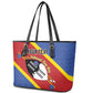 Personalized Happy Swaziland National Flag Day Leather Tote Bag Nguni Shield Flag Style - African Pattern