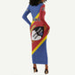 Personalized Happy Swaziland National Flag Day Long Sleeve Bodycon Dress Nguni Shield Flag Style - African Pattern LT15