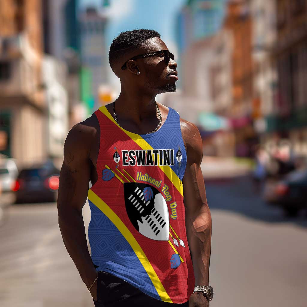 Personalized Happy Swaziland National Flag Day Men Tank Top Nguni Shield Flag Style - African Pattern