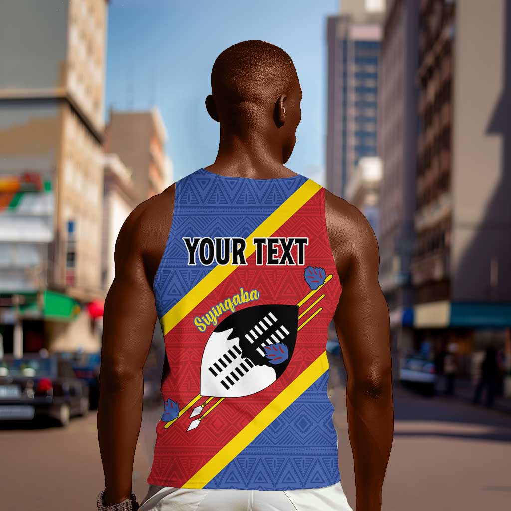 Personalized Happy Swaziland National Flag Day Men Tank Top Nguni Shield Flag Style - African Pattern