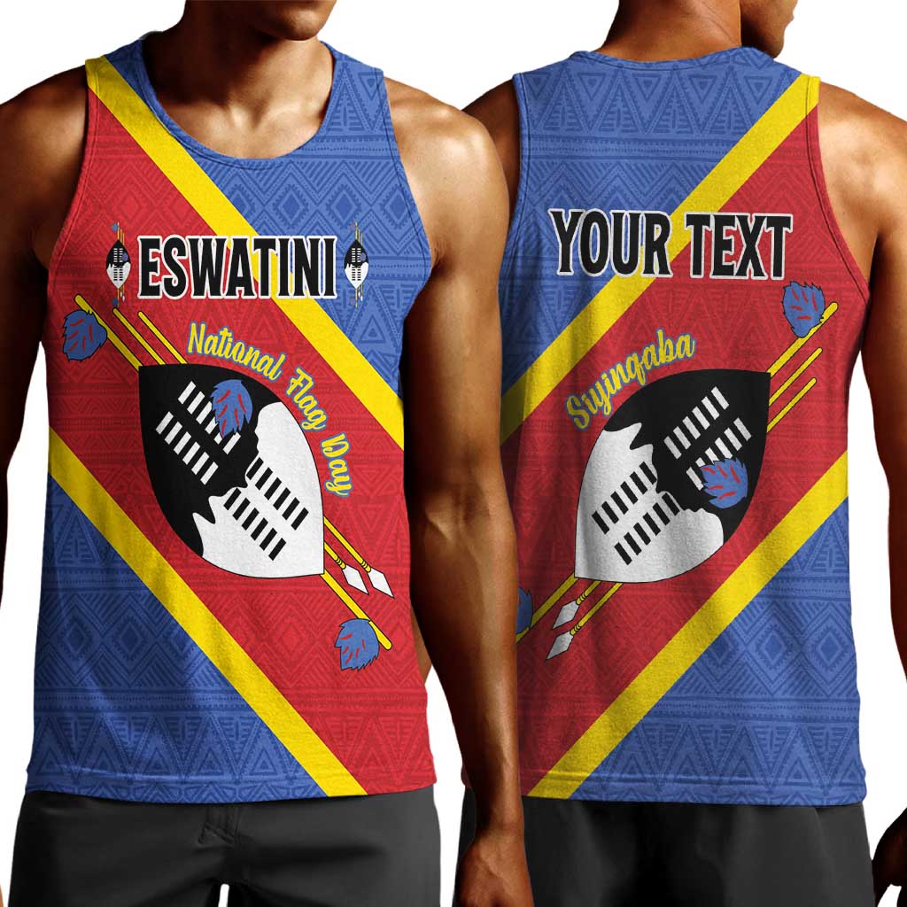 Personalized Happy Swaziland National Flag Day Men Tank Top Nguni Shield Flag Style - African Pattern