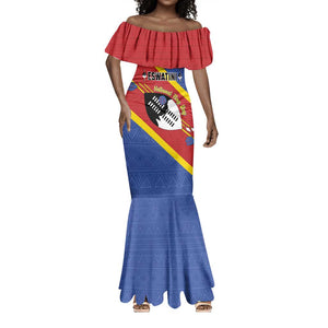 Personalized Happy Swaziland National Flag Day Mermaid Dress Nguni Shield Flag Style - African Pattern