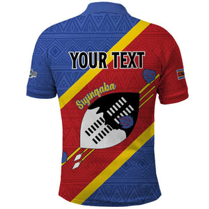 Personalized Happy Swaziland National Flag Day Polo Shirt Nguni Shield Flag Style - African Pattern