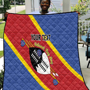 Personalized Happy Swaziland National Flag Day Quilt Nguni Shield Flag Style - African Pattern