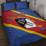 Personalized Happy Swaziland National Flag Day Quilt Bed Set Nguni Shield Flag Style - African Pattern