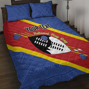Personalized Happy Swaziland National Flag Day Quilt Bed Set Nguni Shield Flag Style - African Pattern