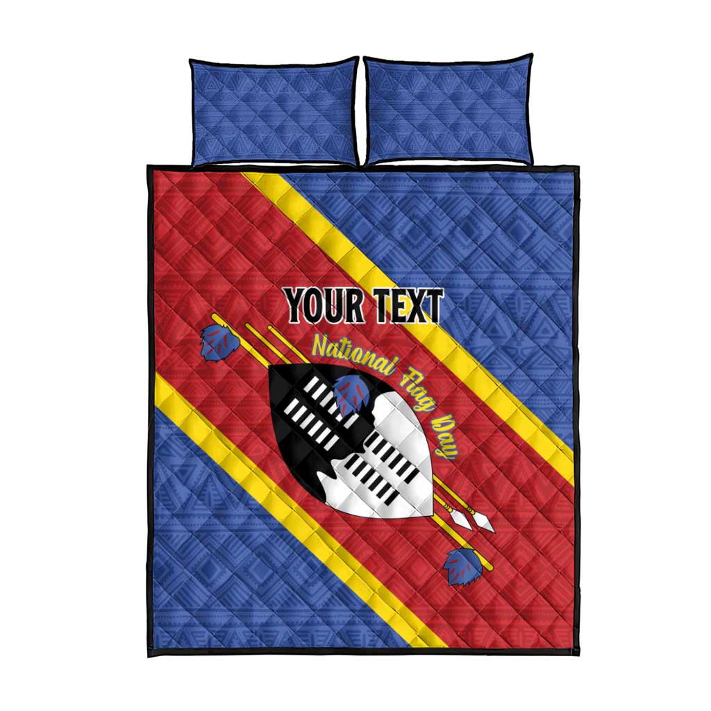 Personalized Happy Swaziland National Flag Day Quilt Bed Set Nguni Shield Flag Style - African Pattern