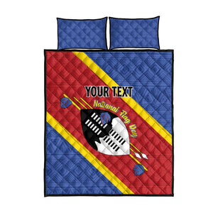 Personalized Happy Swaziland National Flag Day Quilt Bed Set Nguni Shield Flag Style - African Pattern