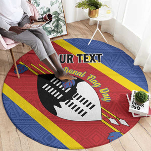 Personalized Happy Swaziland National Flag Day Round Carpet Nguni Shield Flag Style - African Pattern