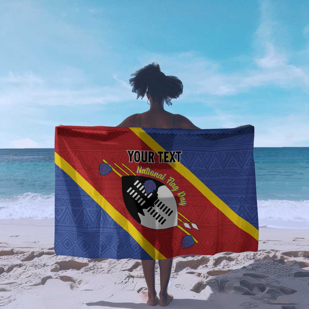 Personalized Happy Swaziland National Flag Day Sarong Nguni Shield Flag Style - African Pattern