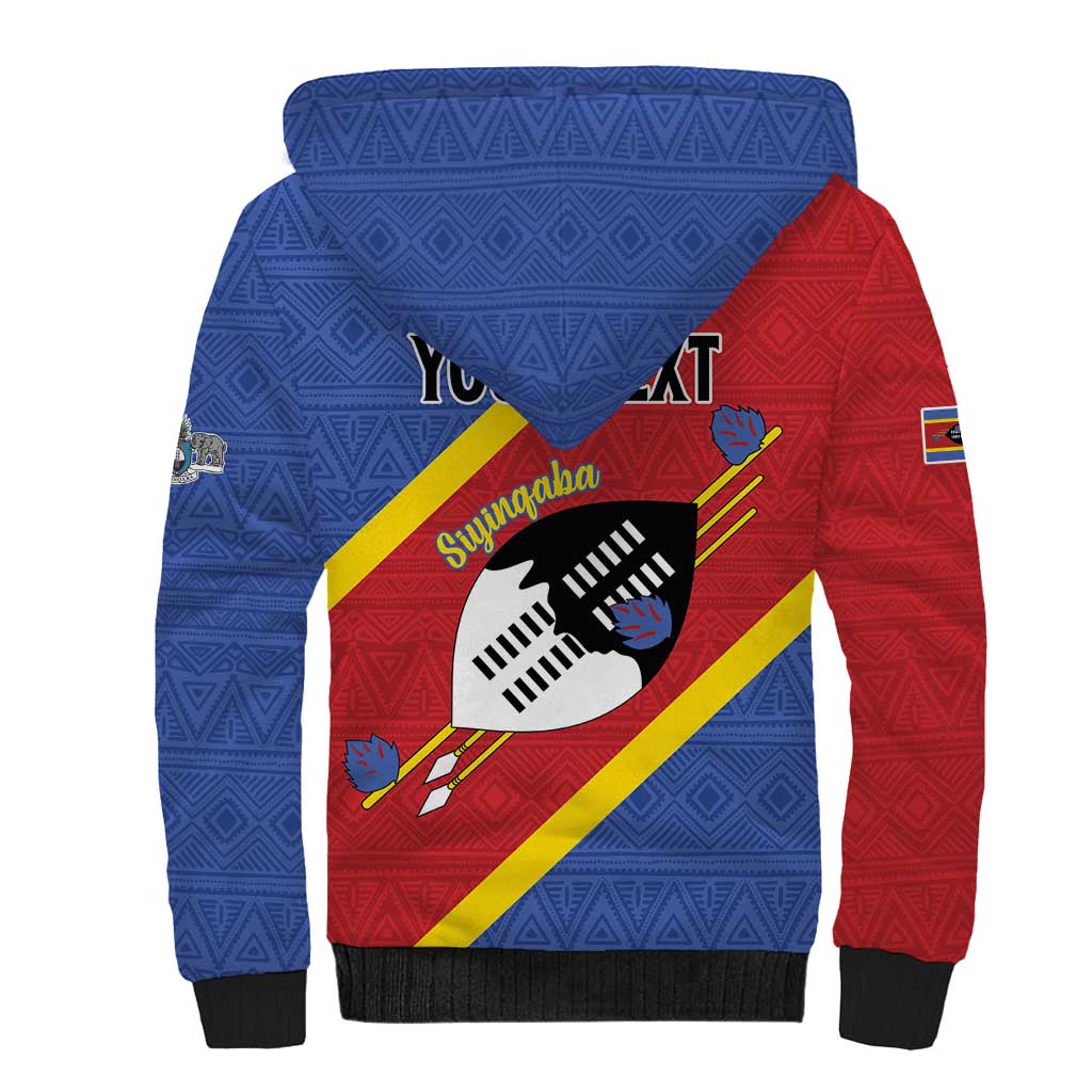 Personalized Happy Swaziland National Flag Day Sherpa Hoodie Nguni Shield Flag Style - African Pattern