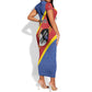 Personalized Happy Swaziland National Flag Day Short Sleeve Bodycon Dress Nguni Shield Flag Style - African Pattern LT15