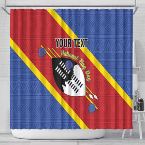Personalized Happy Swaziland National Flag Day Shower Curtain Nguni Shield Flag Style - African Pattern