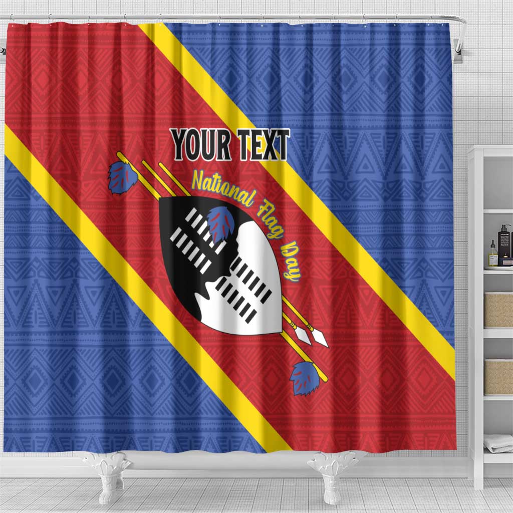 Personalized Happy Swaziland National Flag Day Shower Curtain Nguni Shield Flag Style - African Pattern