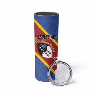 Personalized Happy Swaziland National Flag Day Skinny Tumbler Nguni Shield Flag Style - African Pattern