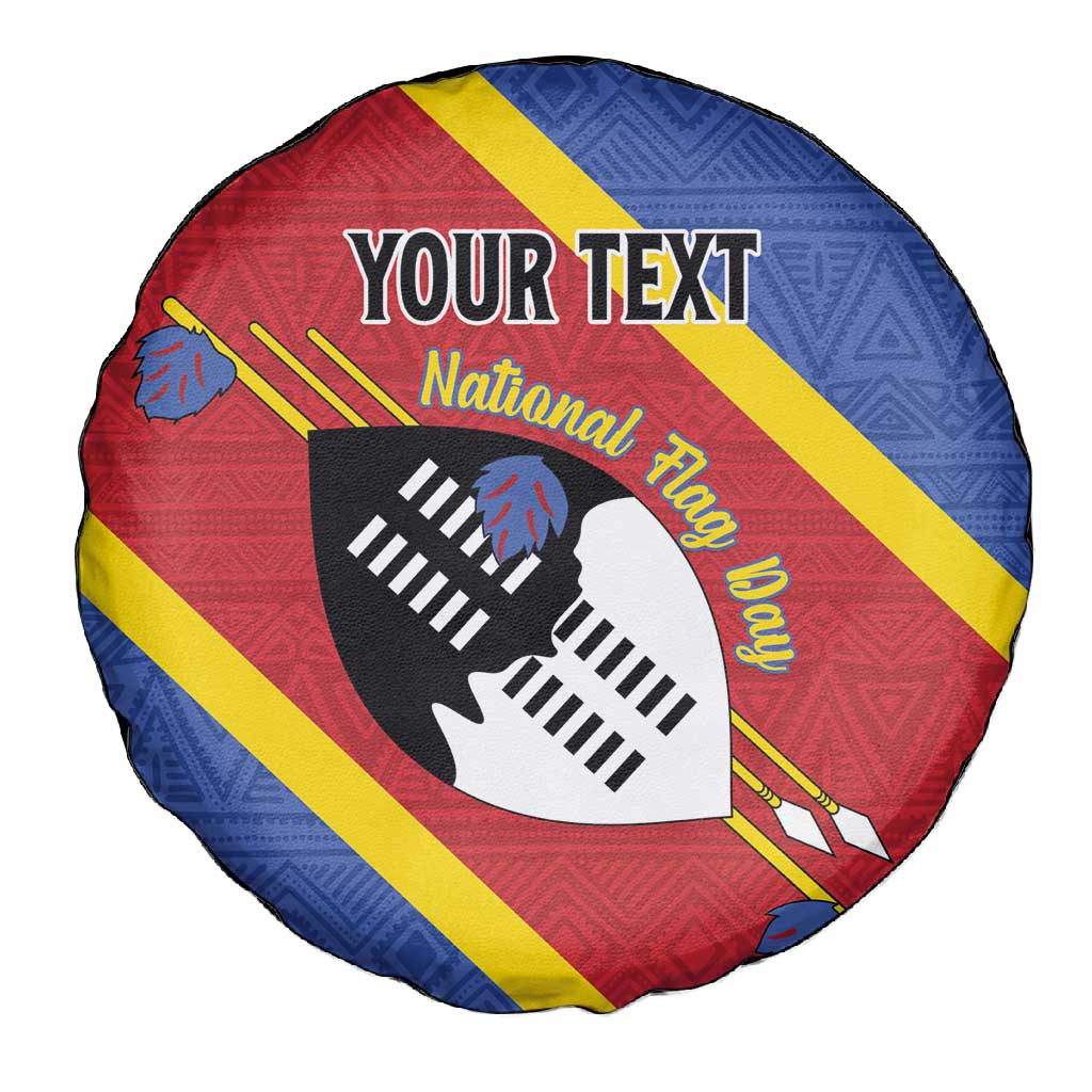 Personalized Happy Swaziland National Flag Day Spare Tire Cover Nguni Shield Flag Style - African Pattern