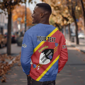 Personalized Happy Swaziland National Flag Day Sweatshirt Nguni Shield Flag Style - African Pattern
