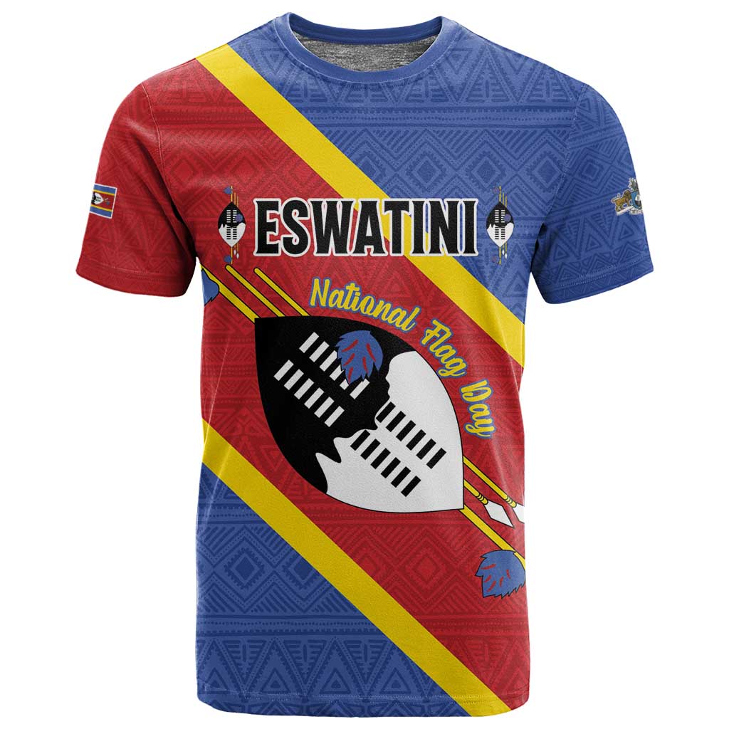 Personalized Happy Swaziland National Flag Day T shirt Nguni Shield Flag Style - African Pattern