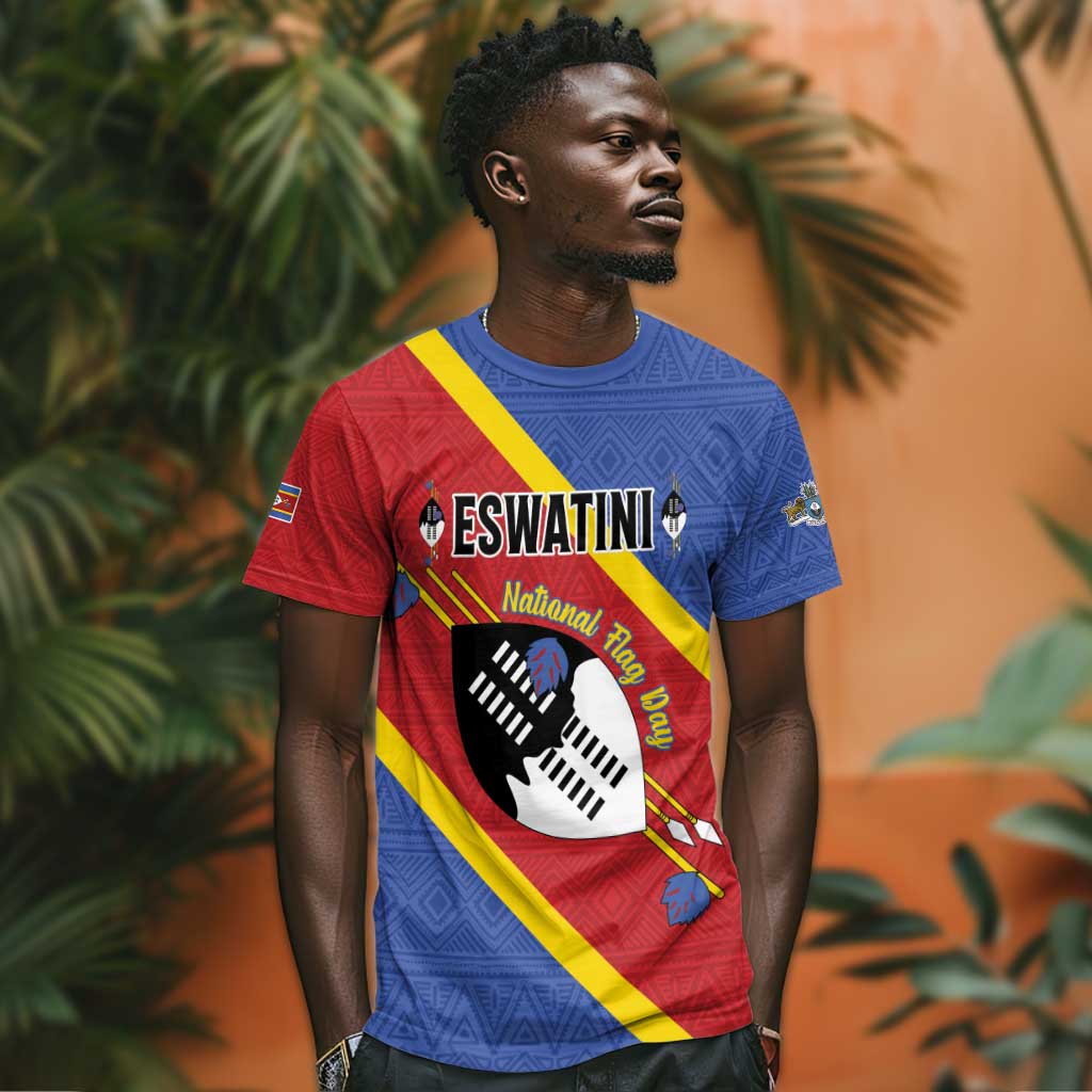 Personalized Happy Swaziland National Flag Day T shirt Nguni Shield Flag Style - African Pattern