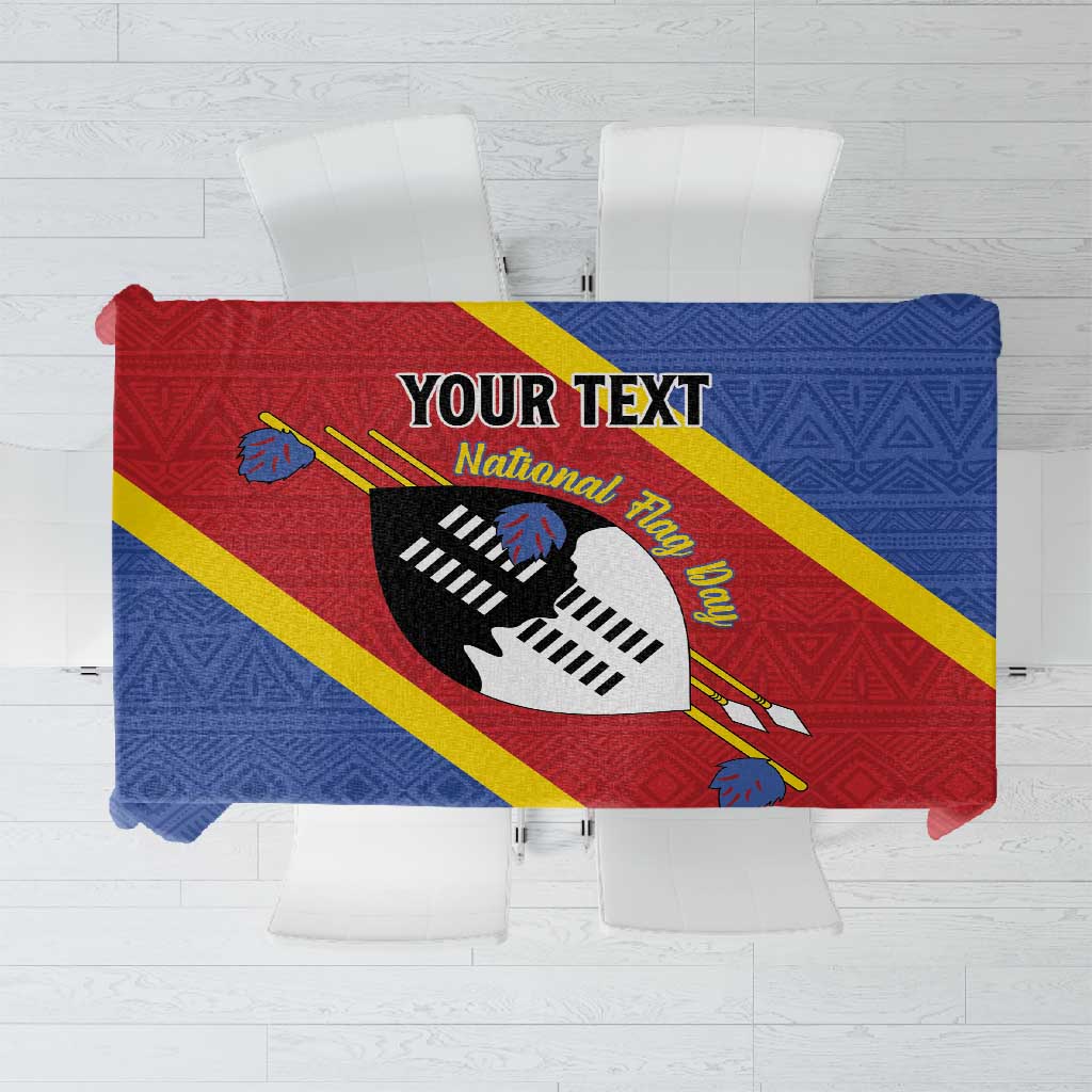 Personalized Happy Swaziland National Flag Day Tablecloth Nguni Shield Flag Style - African Pattern
