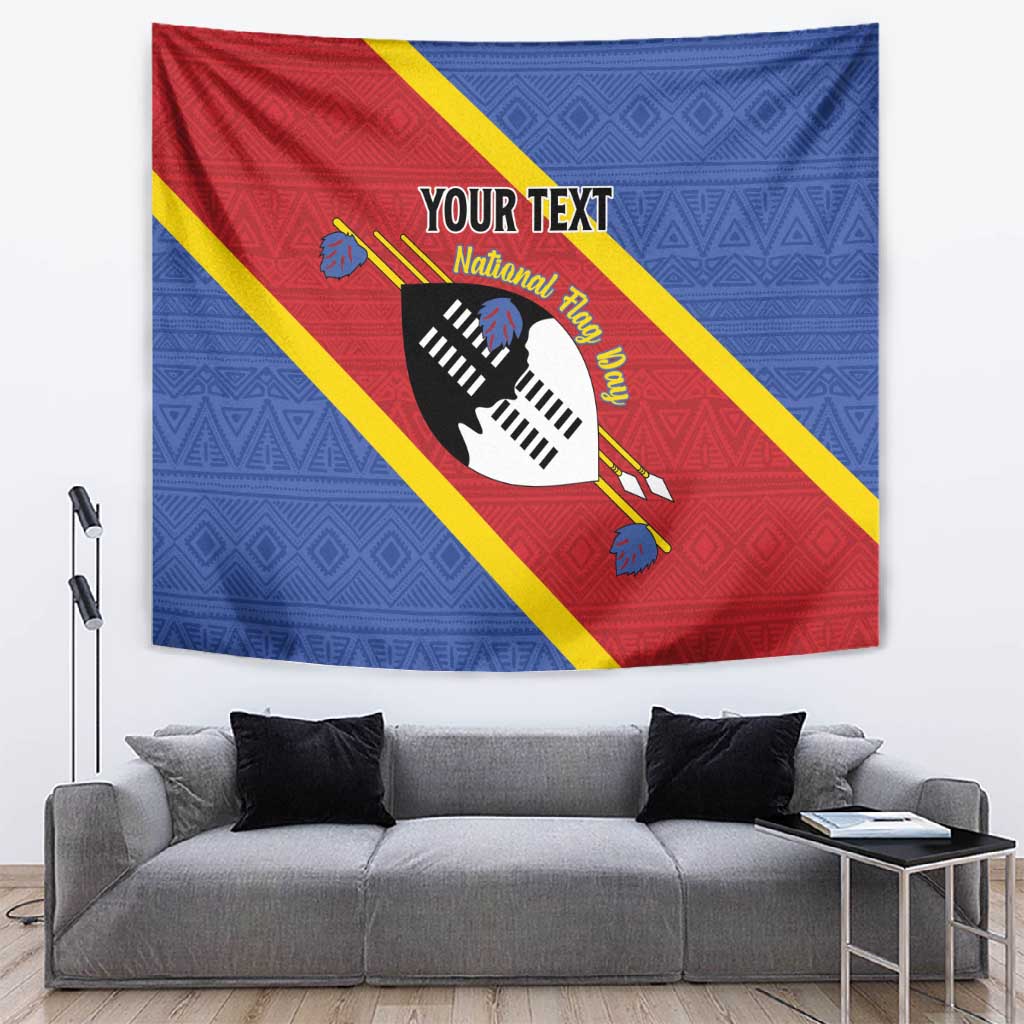 Personalized Happy Swaziland National Flag Day Tapestry Nguni Shield Flag Style - African Pattern