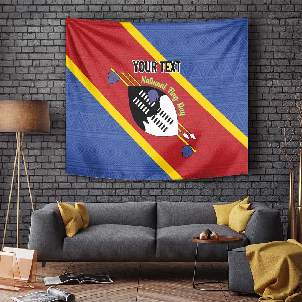 Personalized Happy Swaziland National Flag Day Tapestry Nguni Shield Flag Style - African Pattern