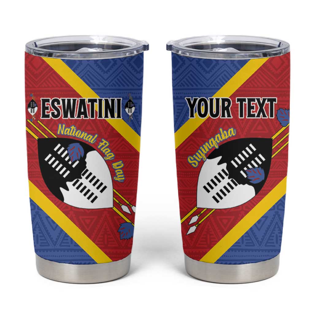 Personalized Happy Swaziland National Flag Day Tumbler Cup Nguni Shield Flag Style - African Pattern