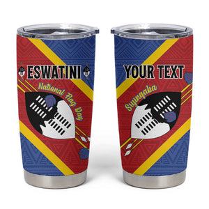 Personalized Happy Swaziland National Flag Day Tumbler Cup Nguni Shield Flag Style - African Pattern