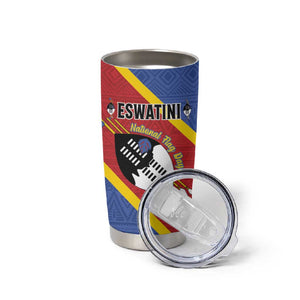 Personalized Happy Swaziland National Flag Day Tumbler Cup Nguni Shield Flag Style - African Pattern