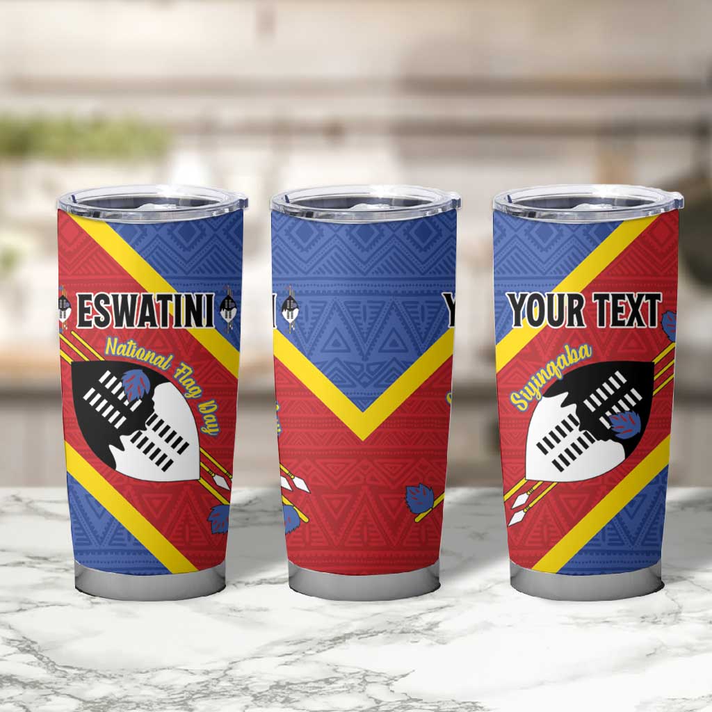 Personalized Happy Swaziland National Flag Day Tumbler Cup Nguni Shield Flag Style - African Pattern