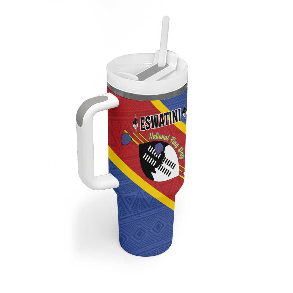 Personalized Happy Swaziland National Flag Day Tumbler With Handle Nguni Shield Flag Style - African Pattern