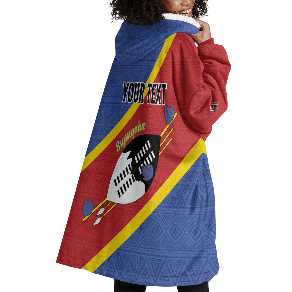 Personalized Happy Swaziland National Flag Day Wearable Blanket Hoodie Nguni Shield Flag Style - African Pattern