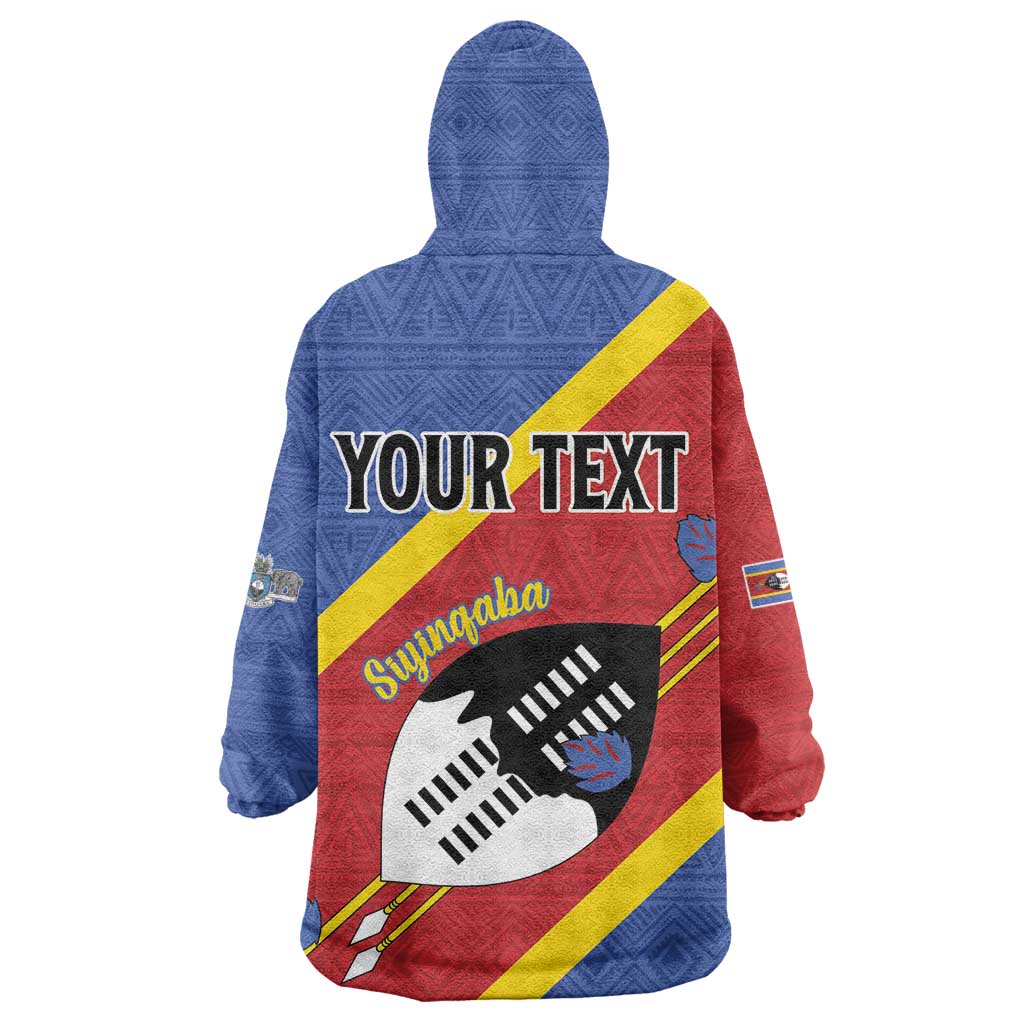 Personalized Happy Swaziland National Flag Day Wearable Blanket Hoodie Nguni Shield Flag Style - African Pattern