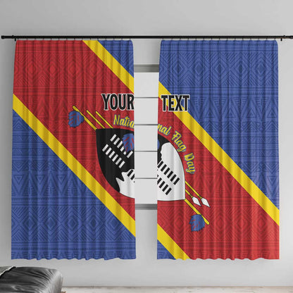 Personalized Happy Swaziland National Flag Day Window Curtain Nguni Shield Flag Style - African Pattern