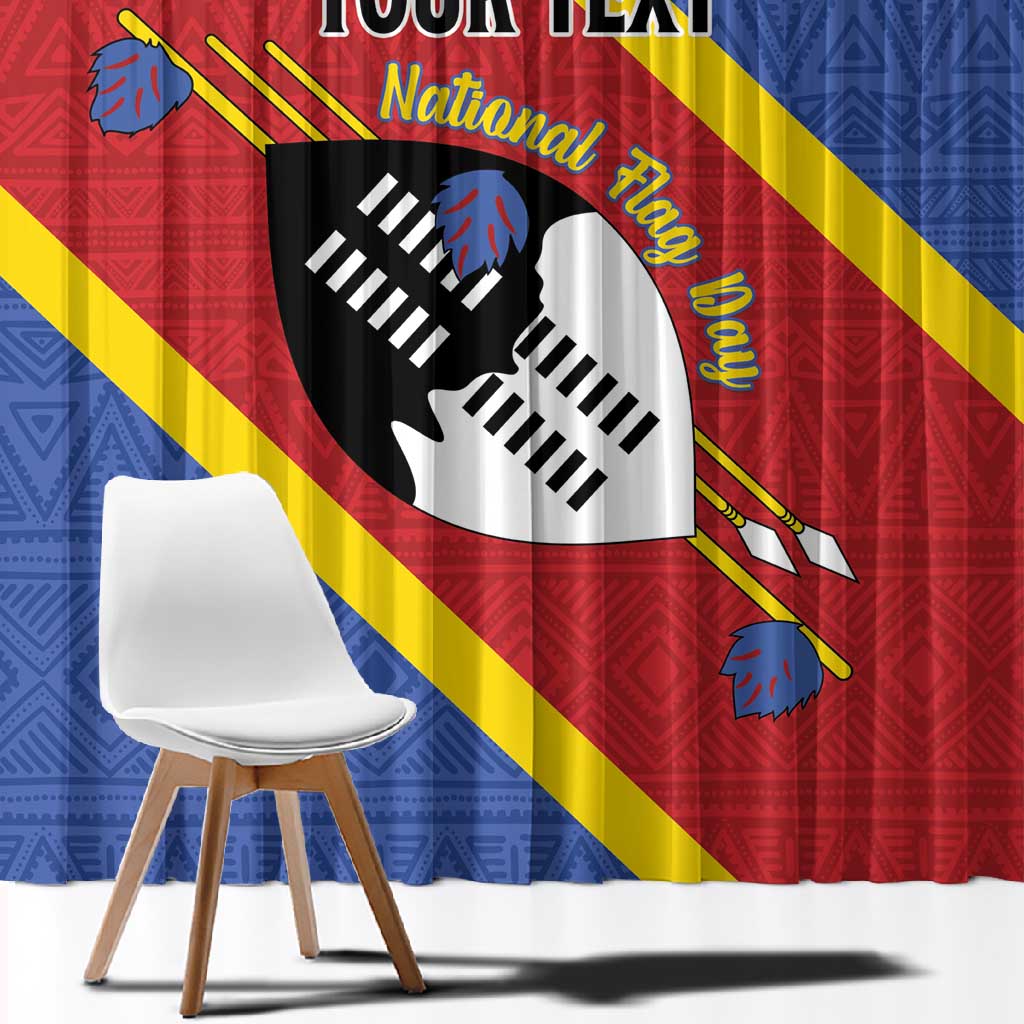 Personalized Happy Swaziland National Flag Day Window Curtain Nguni Shield Flag Style - African Pattern