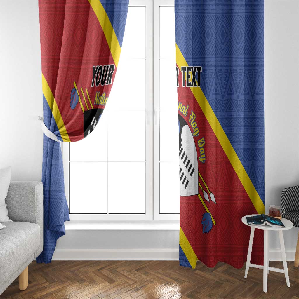 Personalized Happy Swaziland National Flag Day Window Curtain Nguni Shield Flag Style - African Pattern