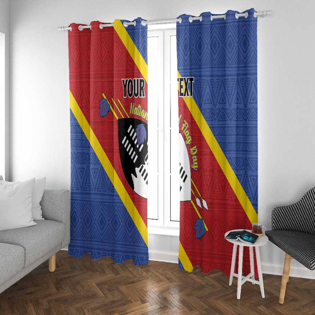 Personalized Happy Swaziland National Flag Day Window Curtain Nguni Shield Flag Style - African Pattern