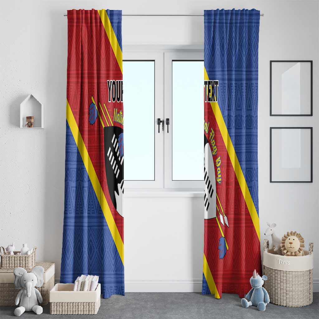 Personalized Happy Swaziland National Flag Day Window Curtain Nguni Shield Flag Style - African Pattern