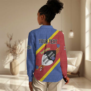 Personalized Happy Swaziland National Flag Day Women Casual Shirt Nguni Shield Flag Style - African Pattern