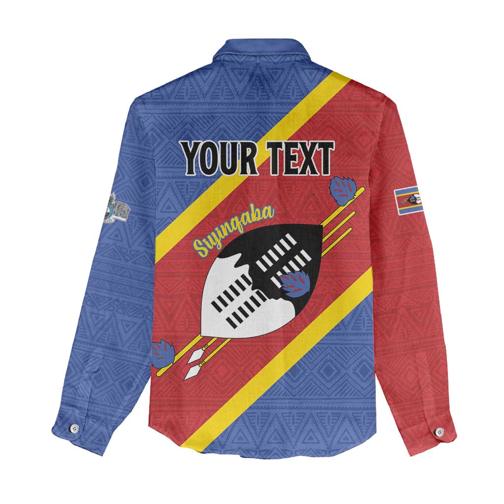 Personalized Happy Swaziland National Flag Day Women Casual Shirt Nguni Shield Flag Style - African Pattern