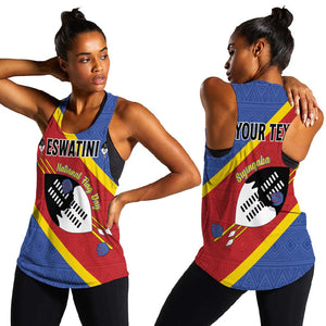 Personalized Happy Swaziland National Flag Day Women Racerback Tank Nguni Shield Flag Style - African Pattern