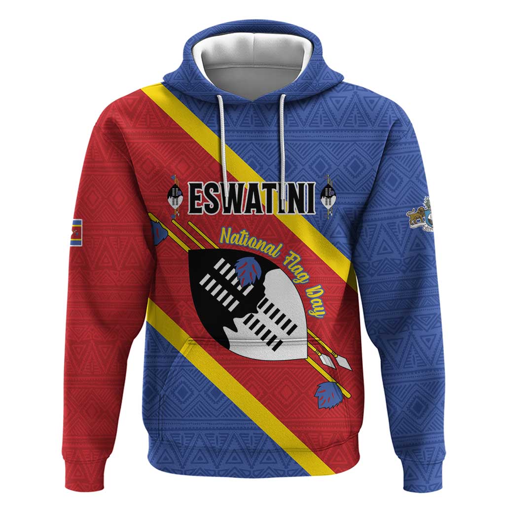 Personalized Happy Swaziland National Flag Day Zip Hoodie Nguni Shield Flag Style - African Pattern