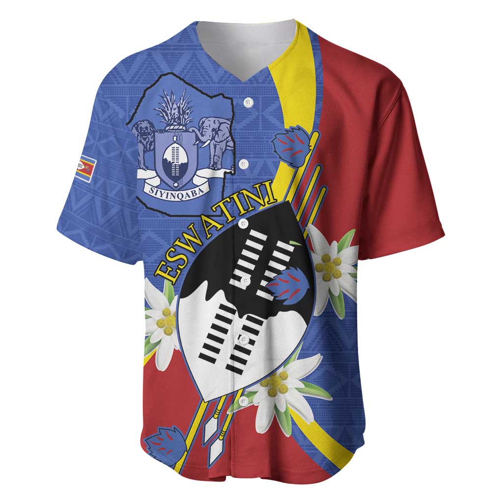 Umbuso weSwatini Baseball Jersey Nguni Shield Edelweiss Flower
