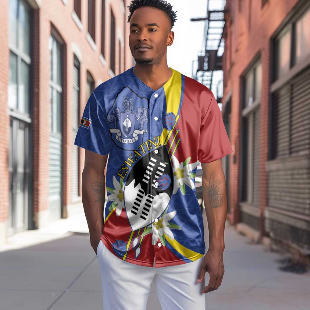 Umbuso weSwatini Baseball Jersey Nguni Shield Edelweiss Flower