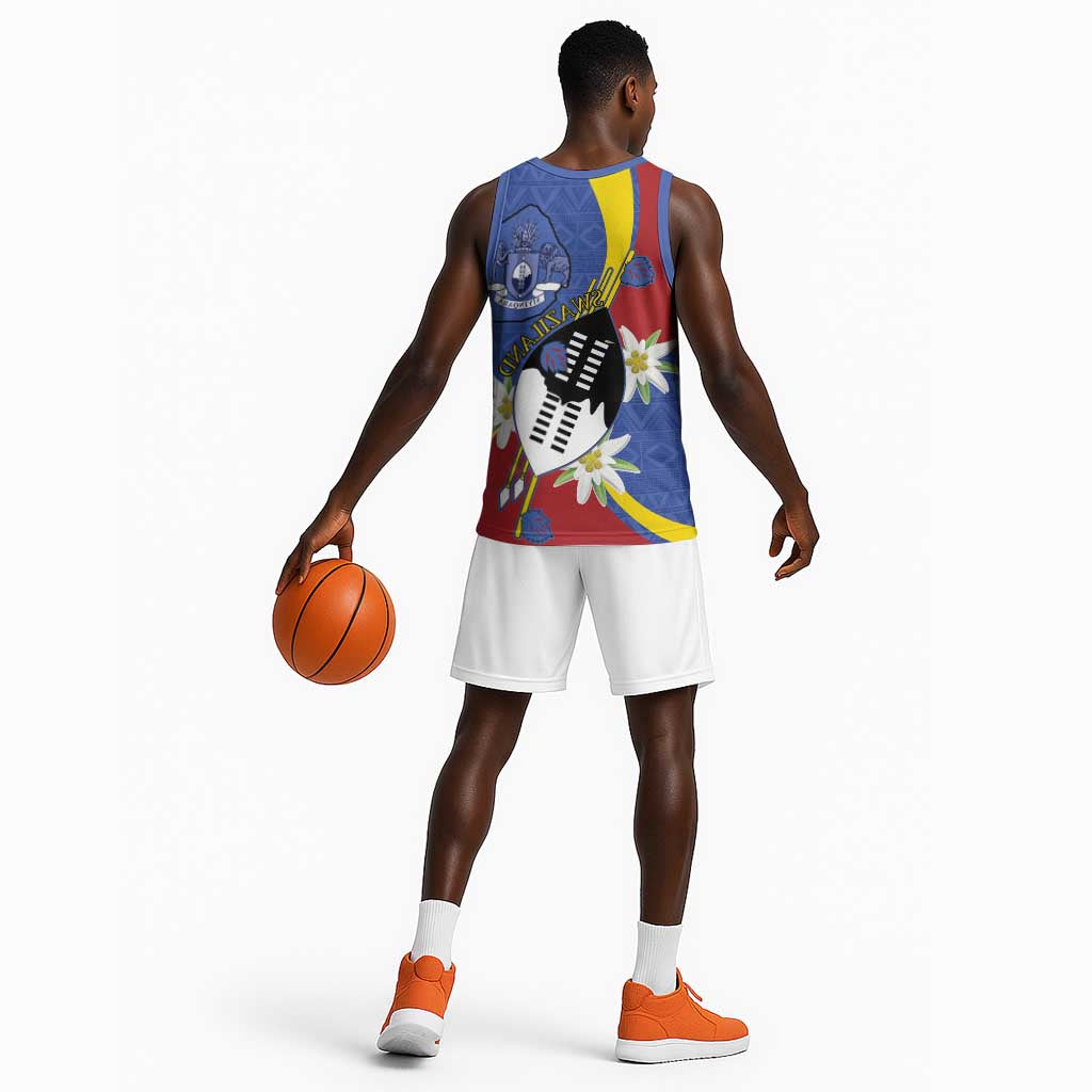Umbuso weSwatini Basketball Jersey Nguni Shield Edelweiss Flower - African Pride